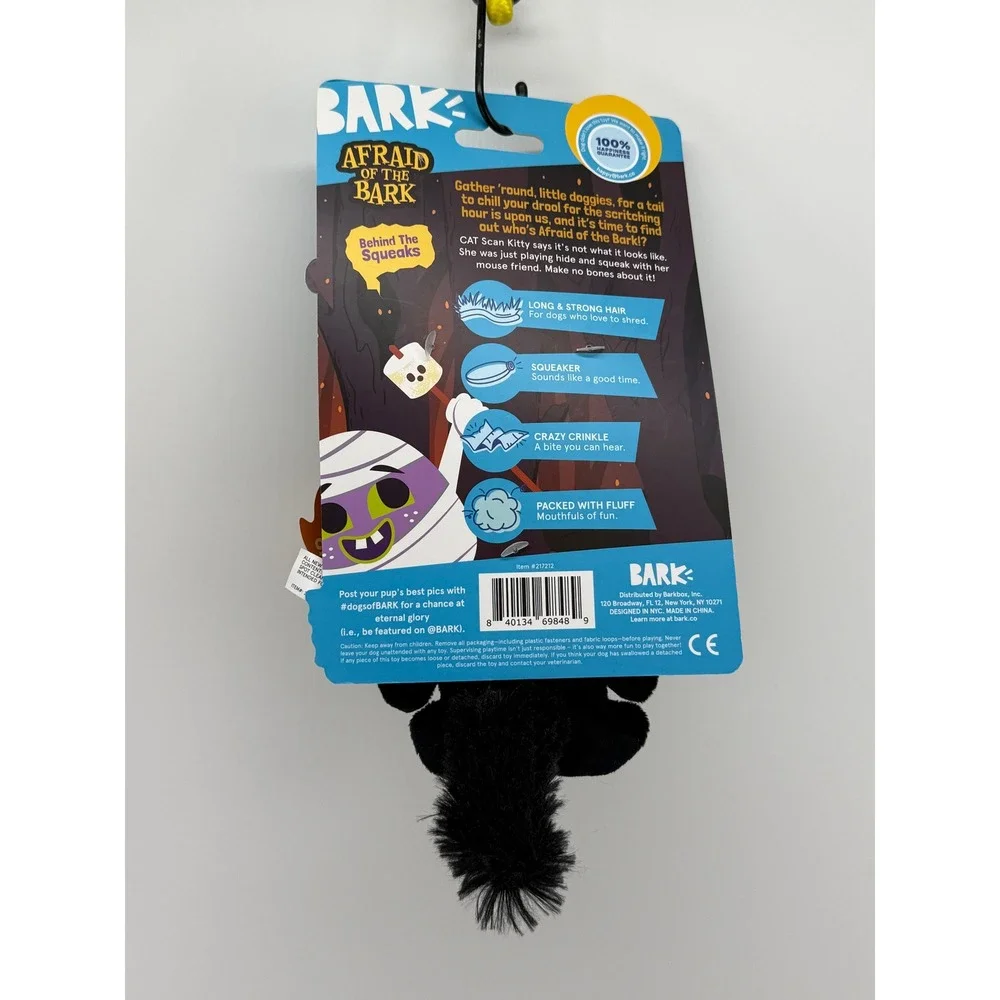 Bark Cat Scan Kitty Skeleton Plush Dog Toy Squeak Crinkle New